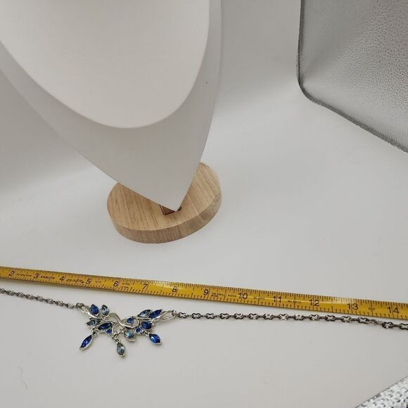 Vtg Style Two Tone Blue Rhinestones Silver w/Bracelet - Picture 5 of 14